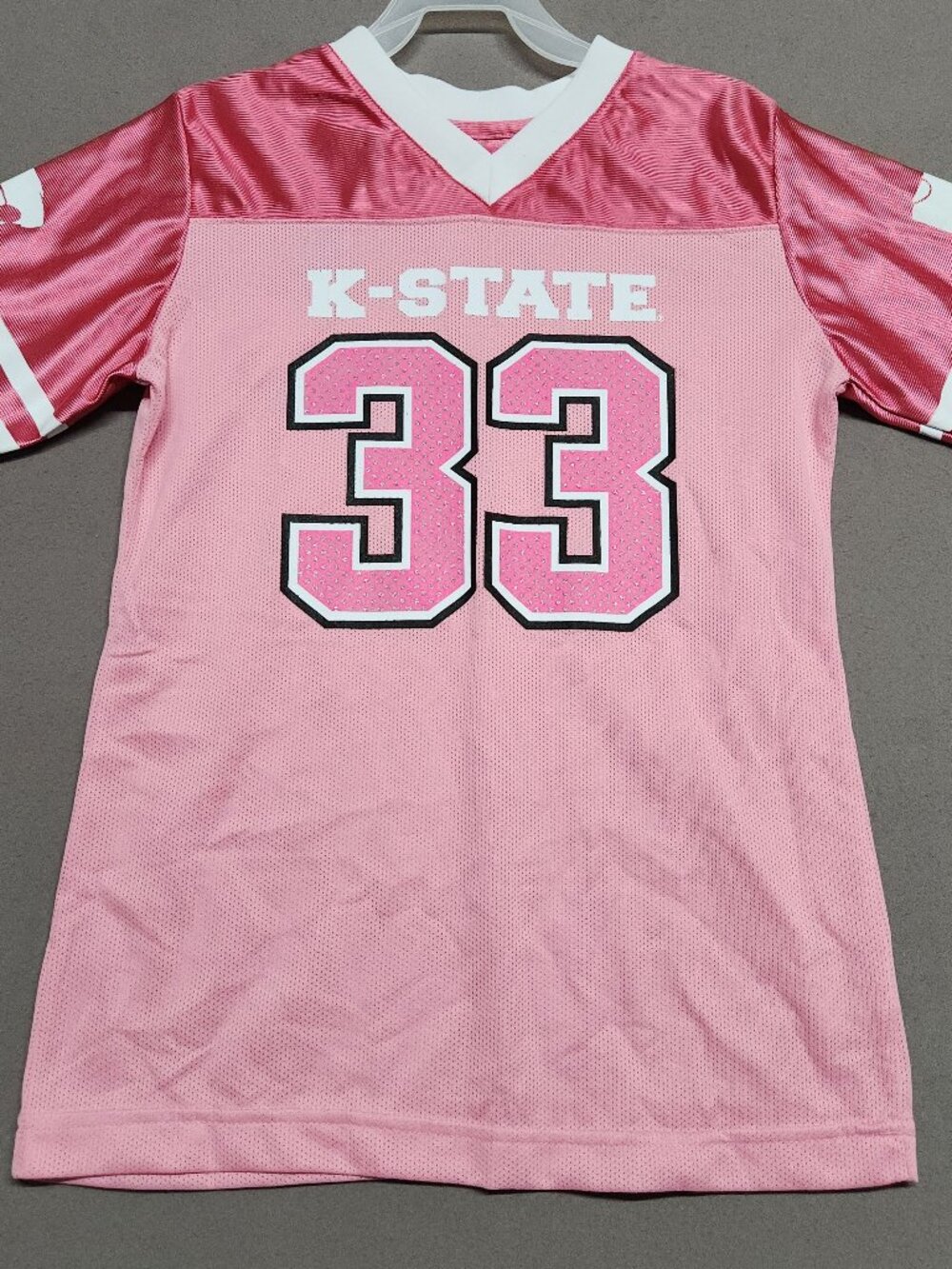 Gem Sportswear Kansas State Wildcats 33 Youth Jersey LG 10/12 Polyester Pink 126